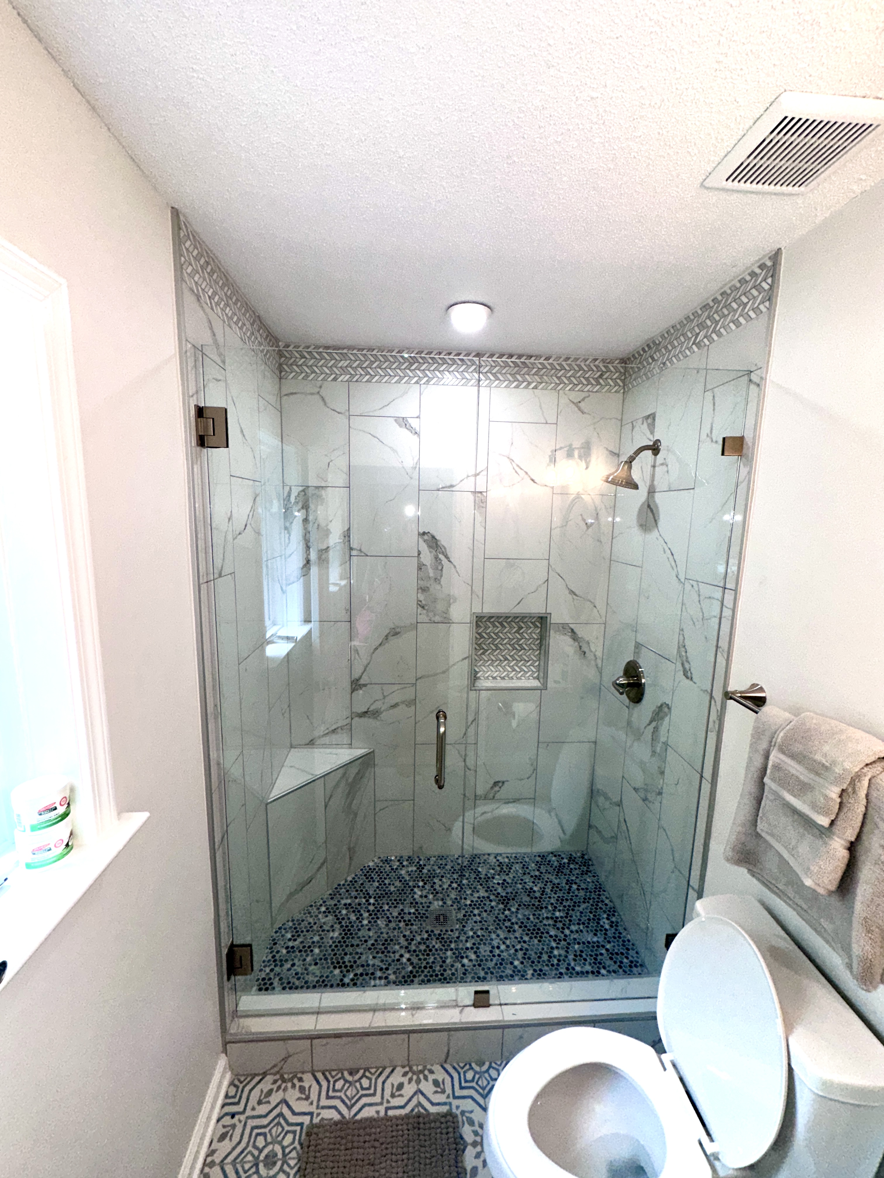 Master Bathroom Tile Walk In Shower Remodel